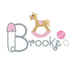 Baby Pin Shower Embroidery rocking horse
