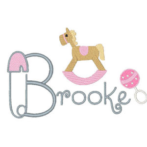 Baby Pin Shower Embroidery rocking horse