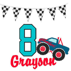 Boys Monster Truck Embroidery flag