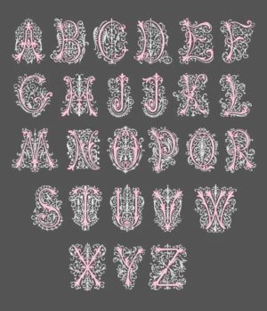 Flourish Swirl Monogram Embroidery letters