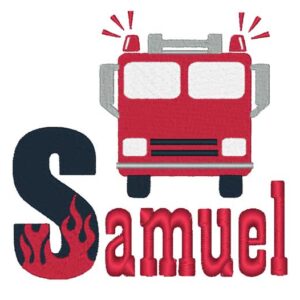 fireman embroidery truck