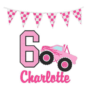 Girl Monster Truck Embroidery flags