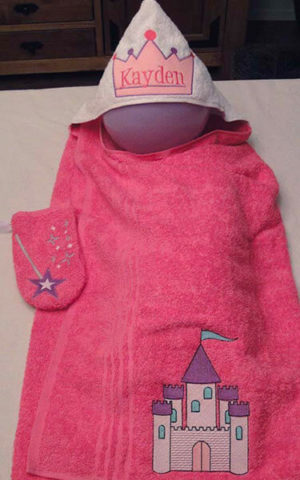 princess towel hooded machine embroidery