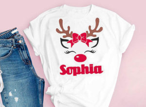 Rudolph Bow Machine Embroidery Design