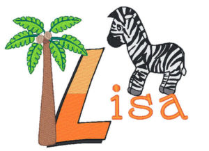 safari embroidery zebra
