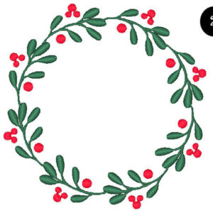 Christmas Wreath Frame embroidery holly