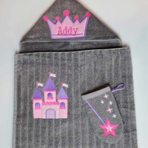 princess hooded towel embroidery