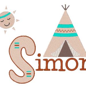 boho tribal embroidery teepee sun