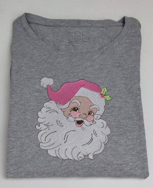 vintage santa embroidery grey shirt