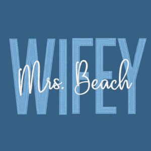 Hello Summer Duo Embroidery Font wifey sample