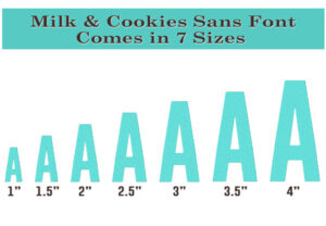 Duo Embroidery Font Milk N Cookies san size