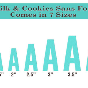Duo Embroidery Font Milk N Cookies san size