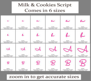 Duo Embroidery Font Milk N Cookies script size