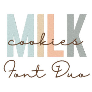 Duo Embroidery Font Milk N Cookies