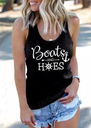 Boats and Hoes Embroidery tank