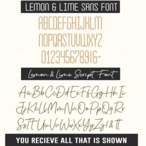 Lemon & Lime Duo Embroidery Font everything