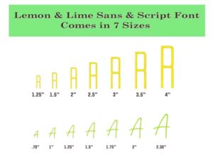 Lemon & Lime Duo Embroidery Font bonus font size