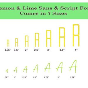 Lemon & Lime Duo Embroidery Font bonus font size