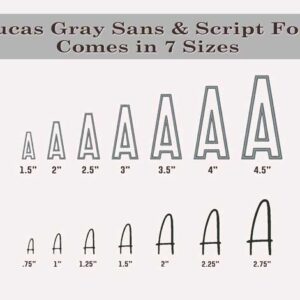Lucas Gray Duo Embroidery Font sizes