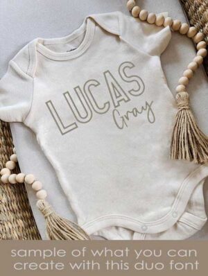 Lucas Gray Duo Embroidery Font baby
