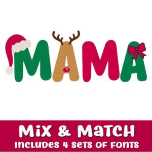 Christmas Embroidery Font 4 Sets