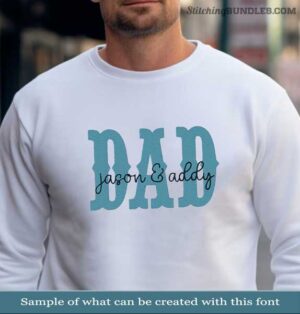 Rustic Barn Duo Embroidery Font dad