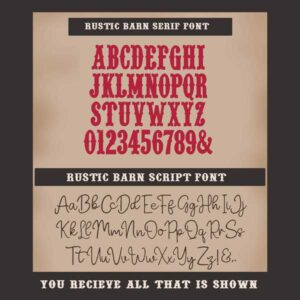 Rustic Barn Duo Embroidery Font all