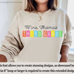 Starlight Trio Embroidery Font teacher