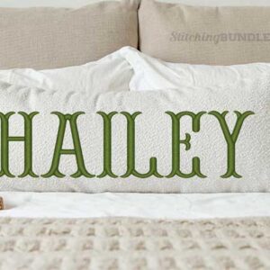 Fishtail Embroidery Font monogram pillow