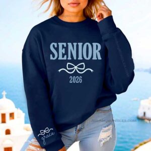 Senior 2026 Bow Embroidery shirt sleeve