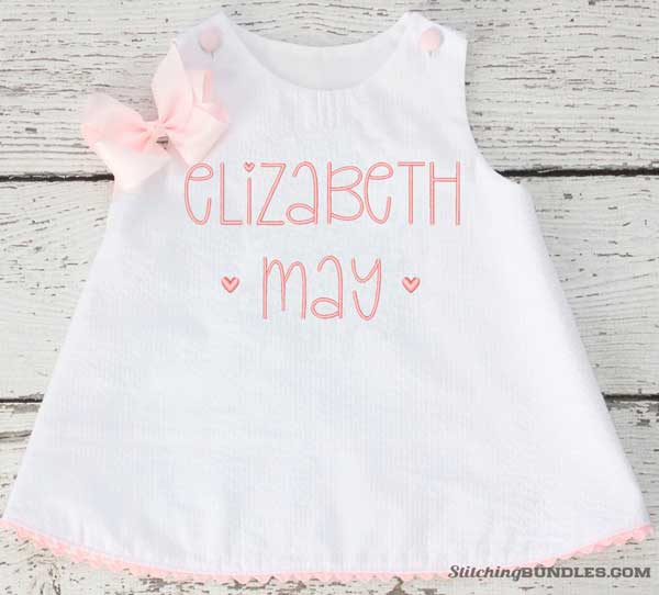 Giggle Bug Embroidery Font girls