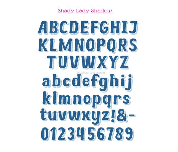 Shady Lady Duo Embroidery Font 3 color shadow